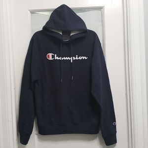 Champion Navy Logo Hoodie